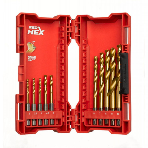Estuche de brocas 10Pzs. HSS-G TITANIUM RedHex  1/4 Milwaukee - Imagen 3
