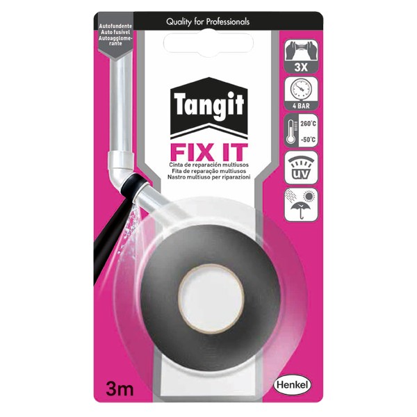 Cinta Adhesiva Autofundente FIX-IT Tangit 3 Metros Negro - Imagen 1