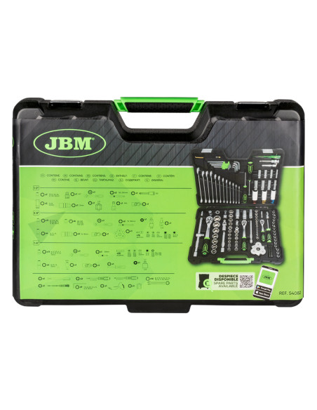 Maletín de Herramientas JBM de 132 Piezas con Vasos Hexagonales Cincado - Imagen 5