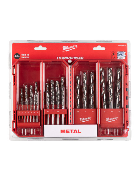 Estuche de 25 Brocas MILWAUKEE HSS-G THUNDERWEB DIN 338 - Imagen 1