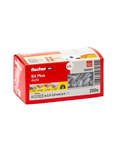 Taco de Nylon SX PLUS Fischer en Cajas (200, 100, 50, 25, 20 uds.) - Imagen 1