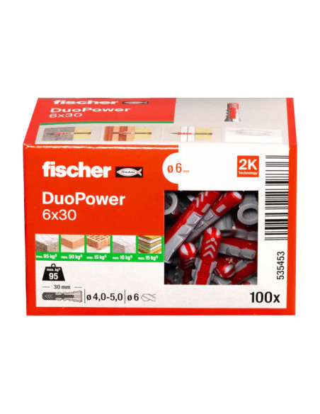 Taco de Nylon DUOPOWER Fischer en Cajas (100, 50, 25 uds.) - Imagen 1