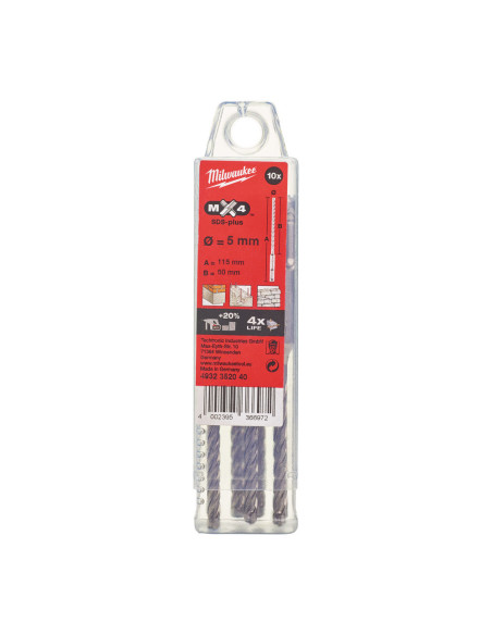 Brocas Milwaukee SDS-PLUS MX4 - Packs de 10 Brocas - Imagen 2