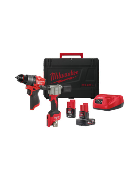 Kit Milwaukee Taladro M12 FPD2 + Remachadora M12 BPRT - Imagen 1