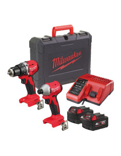 Imagen 1 - Powerpack Milwaukee M18 BLCPP2A-402C Taladro Percutor M18 BLPDRC + Atornillador de Impacto M18 BLIDRC Powerpack Milwaukee M18 BLCPP2A-402C Taladro Percutor M18 BLPDRC + Atornillador de Impacto M18 BLIDRC - Imagen 1
