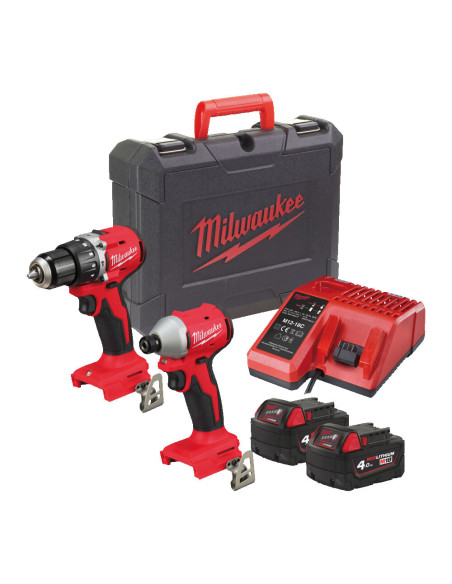 Powerpack Milwaukee M18 BLCPP2A-402C Taladro Percutor M18 BLPDRC + Atornillador de Impacto M18 BLIDRC - Imagen 1
