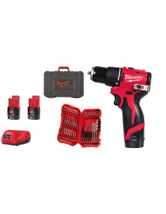 Taladro Milwaukee M12 BLPDRC-202C + Estuche 48 piezas SHOCKWAVE - Imagen 1